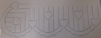 Heart scallop border and corner quilting stencil