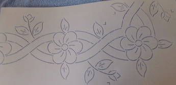 Flower border and corner quilting stencil